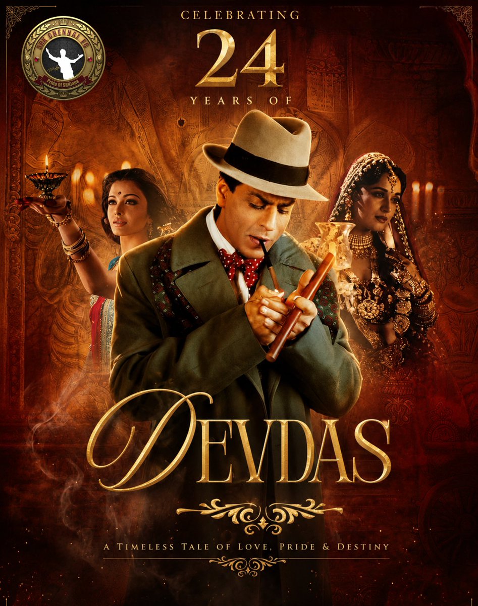 SRKCHENNAIFC's tweet photo. A tale of love, loss, and fate… 💔

Even after 24 years, Devdas continues to touch millions of hearts with its timeless emotions, unforgettable performances, and cinematic brilliance.

Here’s to a masterpiece that will live forever. ❤️

#Celebrating24YearsOfDevdas #Devdas #ShahRukhKhan #SRK #KingKhan #AishwaryaRai #MadhuriDixit #SanjayLeelaBhansali #BollywoodClassics