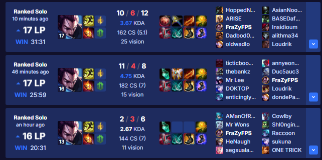 FraZyFPS's tweet photo. actually one more crashout.... look at my LP gain.. like how is that even right? like u lose a game u can lose a whole rank, but u win u get a 20% LP winning than u would losing... this isn't right https://t.co/SILO3TVe3F