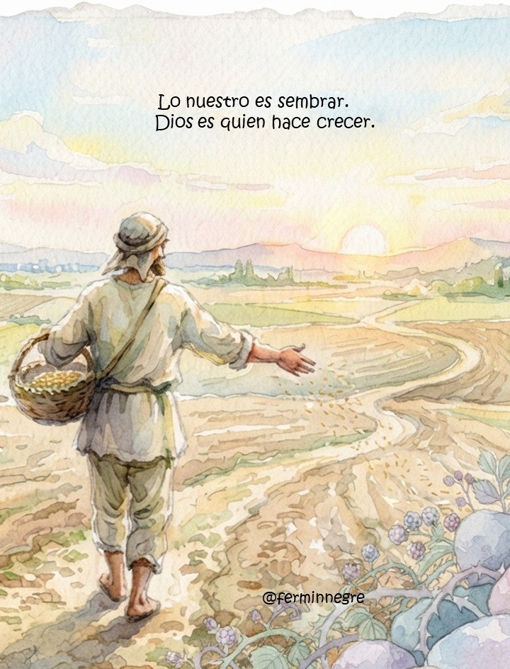 ferminnegre's tweet photo. Dios es quien hace crecer.
No juzgues el día
por lo que recojas,
sino por lo que siembres.
Siembra creyendo que
en las semillas que plantas
ya está la cosecha que sueñas. 
Y saber que, al final,
solo contará el amor
que hemos sembrado
y el bien que hemos dejado
a nuestro paso. https://t.co/yNVYGb019q