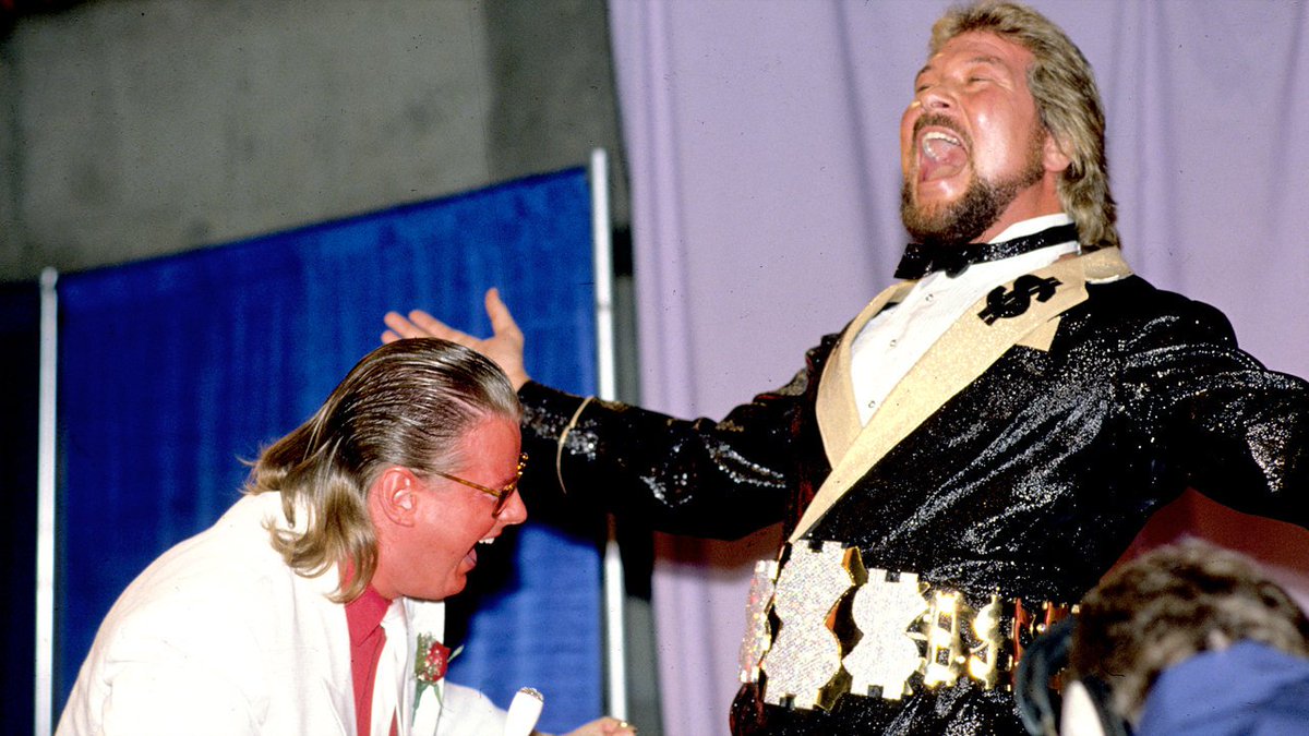 WWFWrestling1's tweet photo. ๐ฅ Federation Flashback! On the March 4, 1989 edition of WWF Superstars, "Million Dollar Man" Ted DiBiase reveals the Million Dollar Championship Belt! ๐ฐ #WWF #WWE #BrotherLove #Virgil #TedDiBiase https://t.co/2rT9tvmmJL
