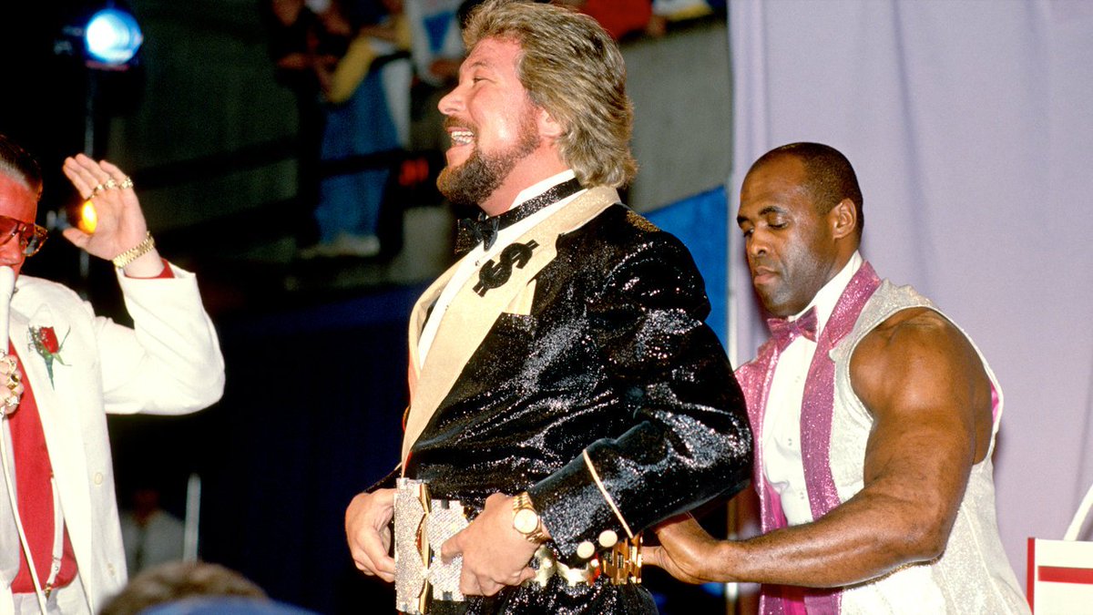 WWFWrestling1's tweet photo. ๐ฅ Federation Flashback! On the March 4, 1989 edition of WWF Superstars, "Million Dollar Man" Ted DiBiase reveals the Million Dollar Championship Belt! ๐ฐ #WWF #WWE #BrotherLove #Virgil #TedDiBiase https://t.co/2rT9tvmmJL