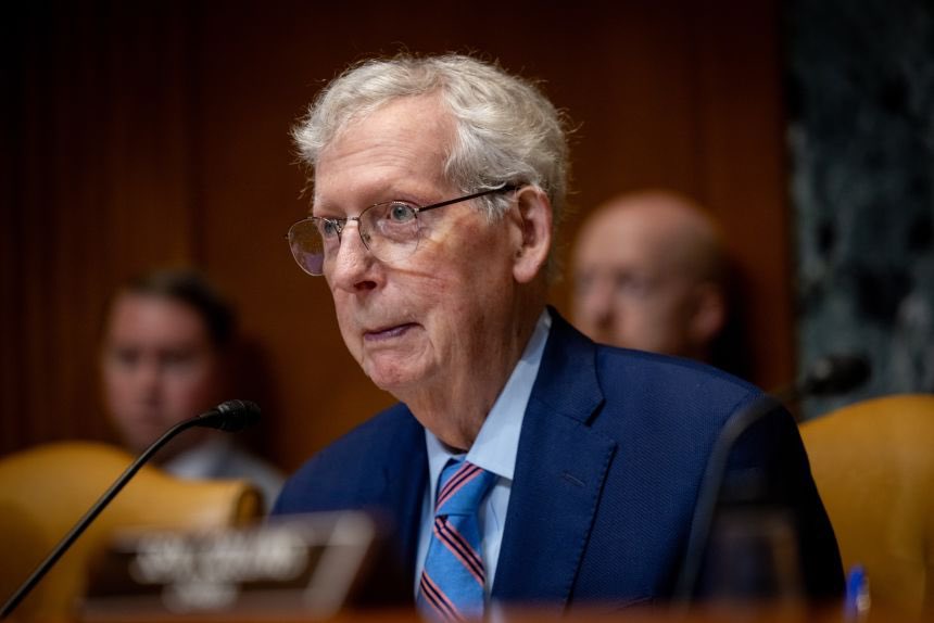 AFpost's tweet photo. Senator Mitch McConnell has not been seen since he was admitted to the hospital on June 14.

Follow: @AFpost https://t.co/Rk6U1zI7Ll