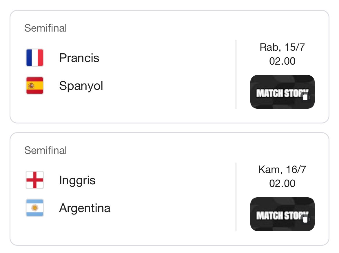laptopsiuwil's tweet photo. KUIS BERHADIAH !!

karena sekarang sudah masuk babak semi final, gw buka lagi kuis tebak 2 negara yang bakal lolos ke final!

caranya gampang: 🔁 retweet postingan ini 💬 reply dengan 2 negara yang menurut kalian akan lolos ke final. contoh : Spanyol vs Argentina.

Hadiah total Rp.100.000 untuk 2 orang pemenang (masing-masing Rp50.000).

Kuis ditutup pada 15 Juli sebelum pertandingan semifinal dimulai.

Pemenang akan diumumkan 16 Juli, setelah seluruh pertandingan semifinal selesai.

yuk ikutan dan ramaikan! ☺️
