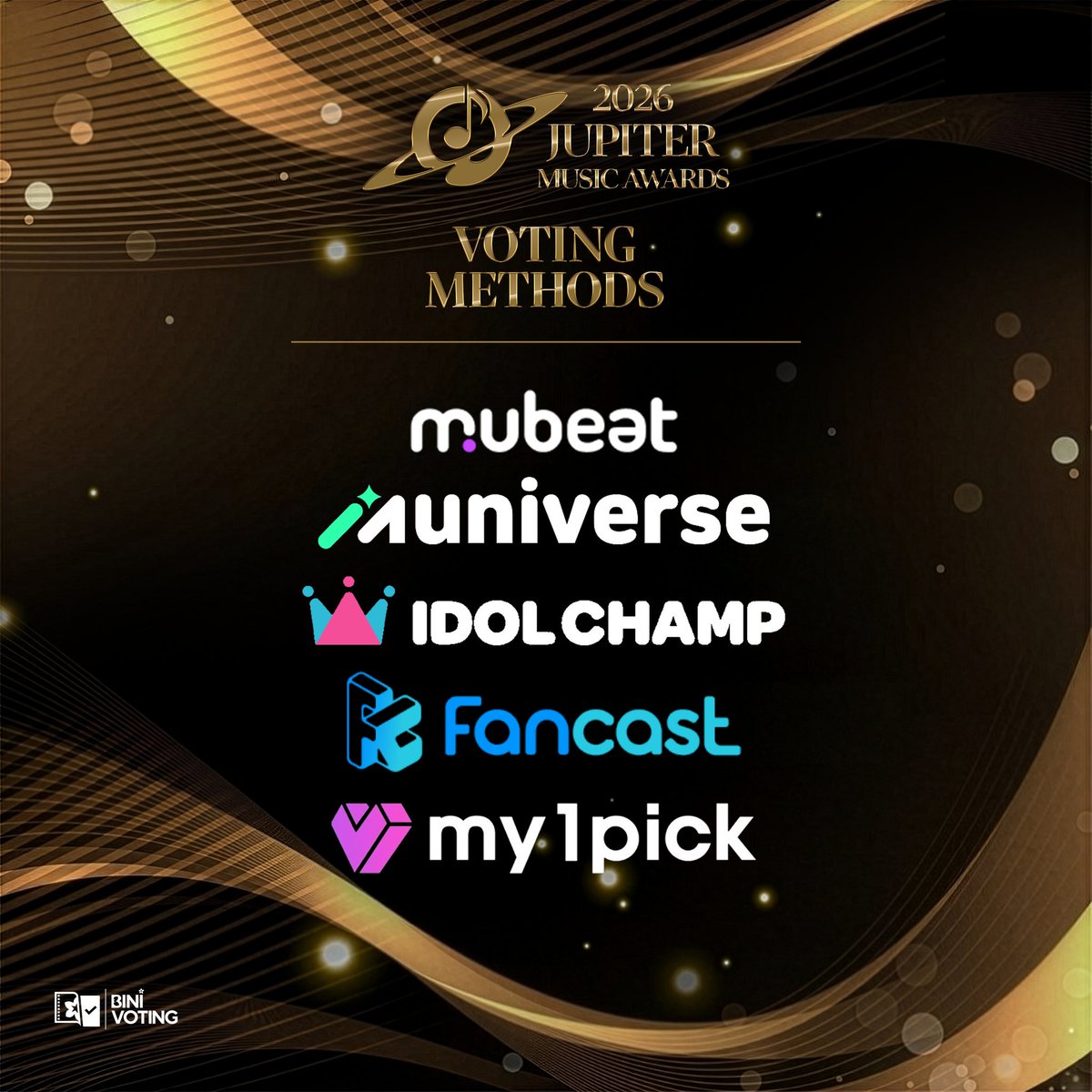 BINIVotingTeam's tweet photo. [📣] JUPITER MUSIC AWARDS    

"BLUSH" by BINI has been nominated as Song of the Year at the 2026 Jupiter Music Awards! ✨

Only 4 days left before the preliminary voting ends on July 16. The Top 20 in each category will advance to the next round. For now, we only need to qualify for the next round, so please don't use your big votes yet. 

You can vote through the following apps: 
• Mubeat 
• Muniverse 
• IDOL CHAMP 
• Fancast 
• My1Pick

#BINI @BINI_ph