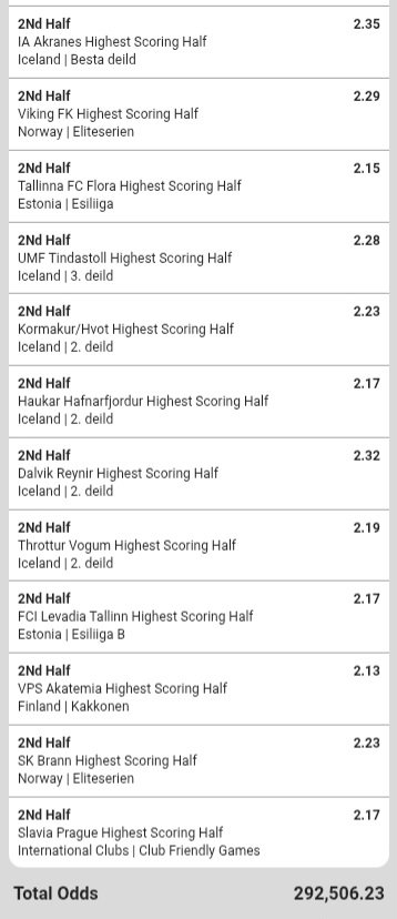 Given19911's tweet photo. Team highest scoring half 
🥭BW62650D24🥭

Both halves over 1.5 NO 
🥭BW6264FA32🥭

Team to win either half NO 
🥭BW6264DB6C🥭

Team to win to nil NO
🥭BW6264BF8B🥭 https://t.co/RXlkbYRErl