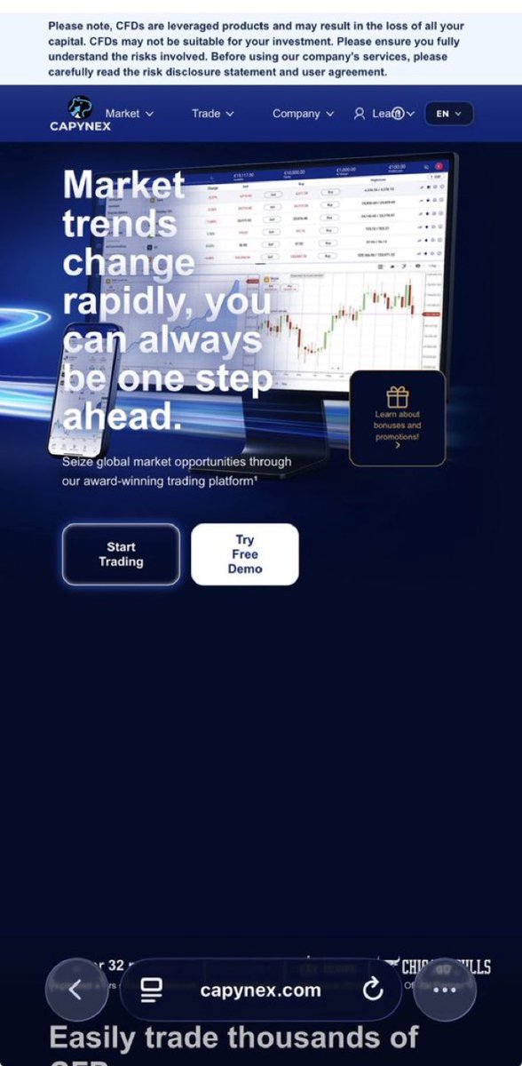 akinyalo's tweet photo. ..,,, #Capynex #ScamOperation #UnknownExchange #CryptoWarning
The site looks very impressive and authentic, but do not transfer crypto from a known exchange (like Coinbase or Kraken) to an unknown platform like Capynex just for a “bonus.” If you’re a victim of this platform send A Dm.