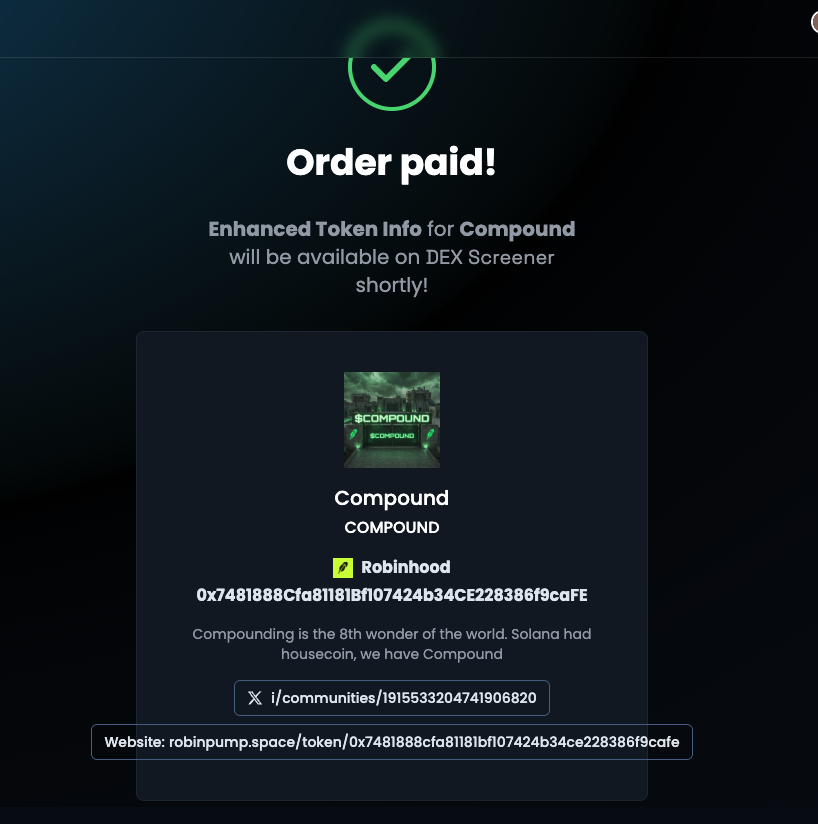 TechE1111's tweet photo. Dex paid, time to $Compound https://t.co/xWyvgumQRw