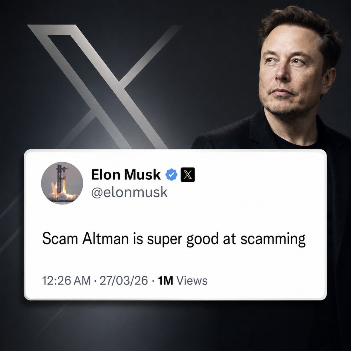 1manikhanyeor's tweet photo. Elon Musk warned the world about Scam Altman. 

Now everyone is finding out why. https://t.co/LXhXC77C3F