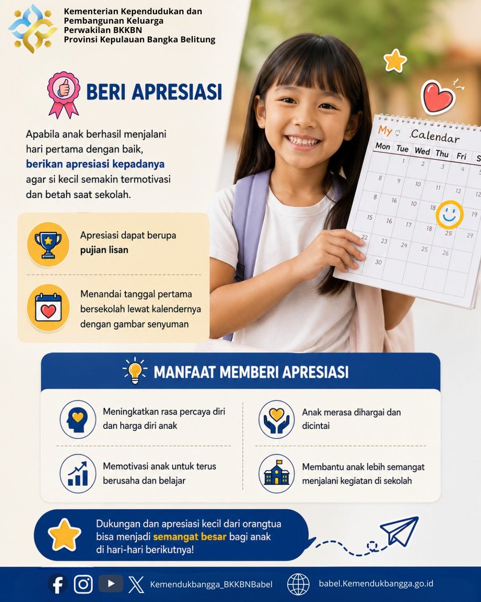 BabelBkkbn's tweet photo. Hari pertama sekolah menjadi momen berharga bagi anak. Mari sukseskan #GAMAS dengan mengantar buah hati ke sekolah. Hadirnya ayah adalah dukungan terbaik untuk mengawali langkah belajar mereka. https://t.co/WqrRBvNq6z