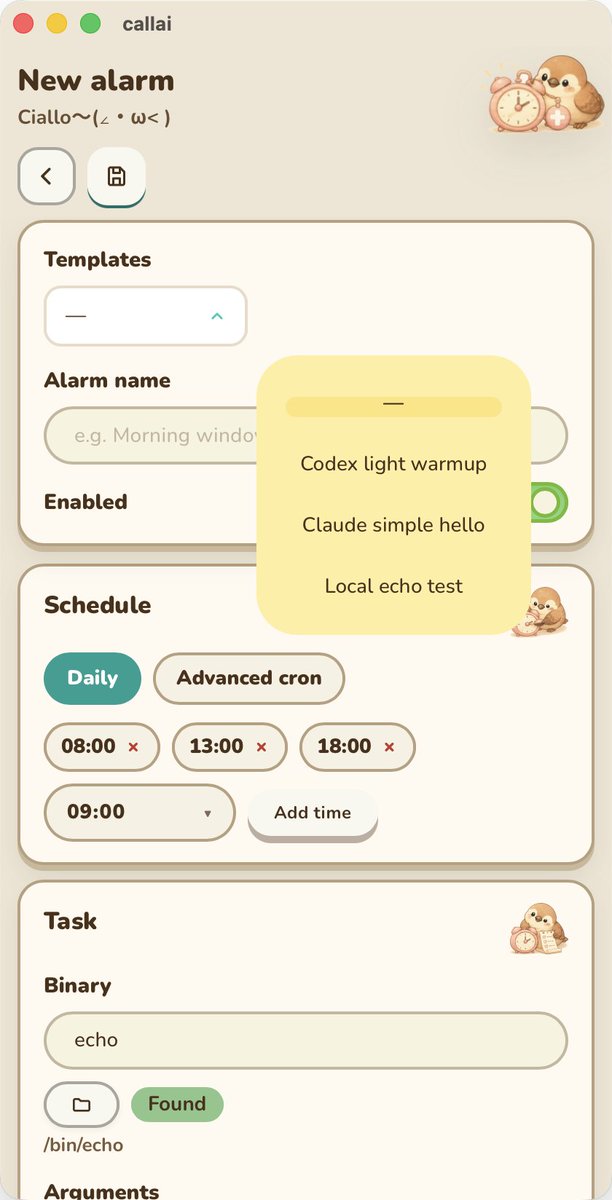 UnicYunique's tweet photo. grok-4.5 确实能打
3 小时落地跨平台桌面+CLI：callai ： AI 额度 refresh 窗口小闹钟 / Tauri

但不能靠「让 AI 瞎写」，人依旧不可少；规划 + 分层设计之后再指导 AI 去做，去改：
 
此外这个三小时内部的实战拆成可跟练的 records。

https://t.co/NmNVCKfnB4 https://t.co/f2XZgfwCyR