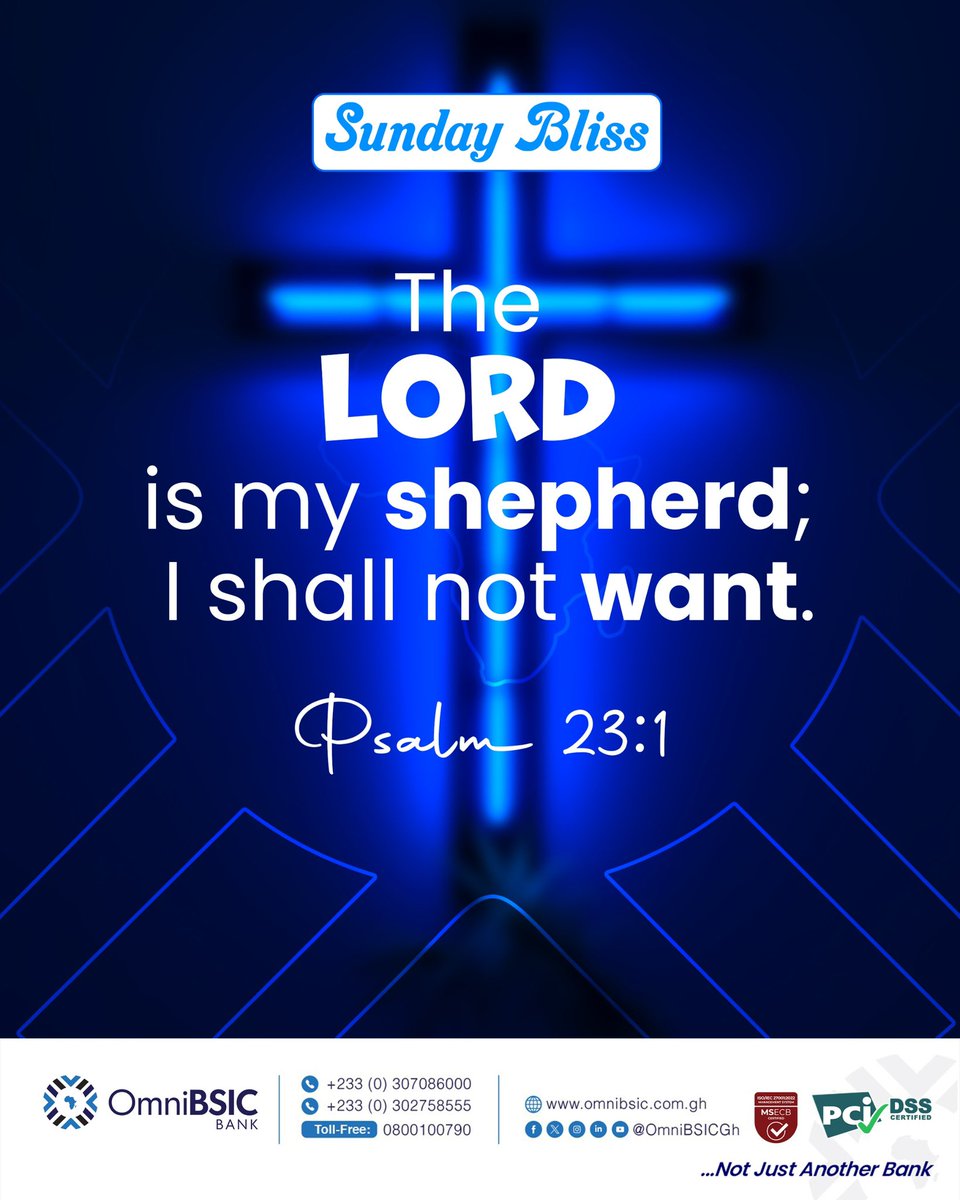 OmniBSICGh's tweet photo. May your heart find rest in His presence, your steps be directed by His wisdom, and your week be filled with His abundant grace.
#SundayBliss #SundayMotivation #OmniBSICBank #NotJustAnotherBank https://t.co/qbhR30nvsz