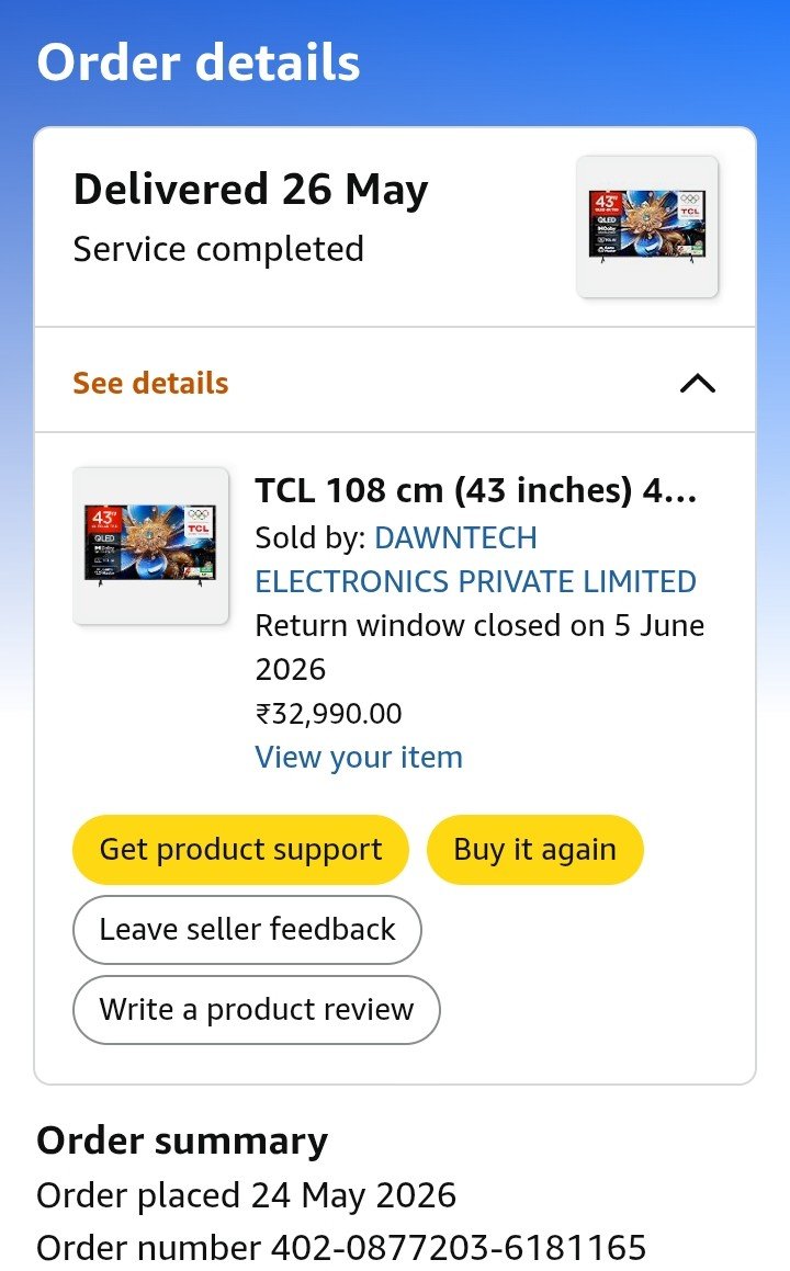 mcNikhilmc's tweet photo. @amazonIN @ICICIBank_Care @ICICIBank
@AmazonHelp 
Prime member. Bought ₹32,990 TV on 24 May with Amazon Pay ICICI Card. 
5% cashback ₹1,649.50 still not credited after 1.5 months. 
Amazon says "contact ICICI". ICICI says "contact Amazon".
Don't cheat!
Order: 402-0877203-6181165 https://t.co/jPolFaKn7D