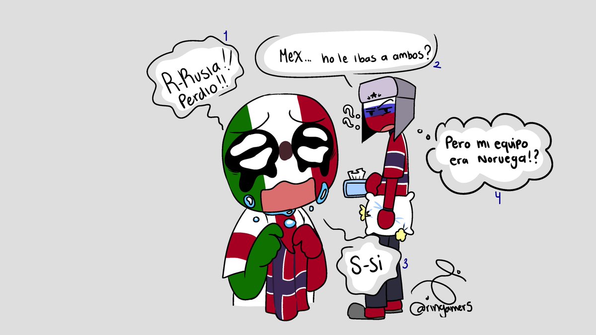 ringamer5's tweet photo. Mexico y Rusia con el partido 
#countryhumansmexico #countryhumansrusia #countryhumansnoruega #countryhumansinglaterra #countryhumans #fanart #noruega #humor #art https://t.co/I5oYvG2Q4G