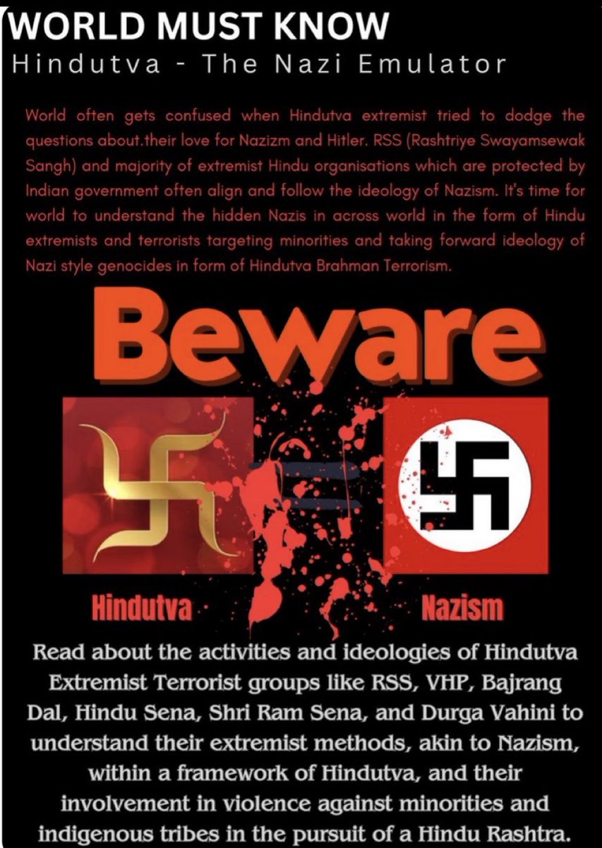 PKaur1753525's tweet photo. @MaryMillben @narendramodi @prabowo @AlboMP @chrisluxonmp @mygovindia Mary supports Modi who spreads HATE , firstly what does Modi, his orange RSS flag and the saying jai shree ram represent, let me help u, it represents violence, #rape, #murder, mob lynchings, oppression of minorities, Hindu supremacist ideologies and #BrahminTerrorism. https://t.co/o79XLIvWEN