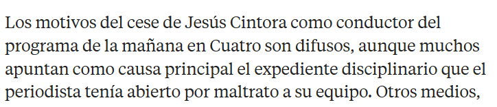 holasoysilver's tweet photo. Jesús Cintora ya fue despedido de Cuatro por maltrato al equipo. https://t.co/zKuMHQ56le