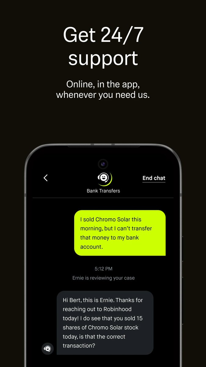 OptimusVibee's tweet photo. Robinhood now supports AI agents onchain.

Their App Store screenshots even name their own agent: $ERNIE.

How long before Ernie is interacting with the blockchain…and trading through its own agentic account?

This is the most interesting narrative on RH chain right now. https://t.co/IrVhLQotqq