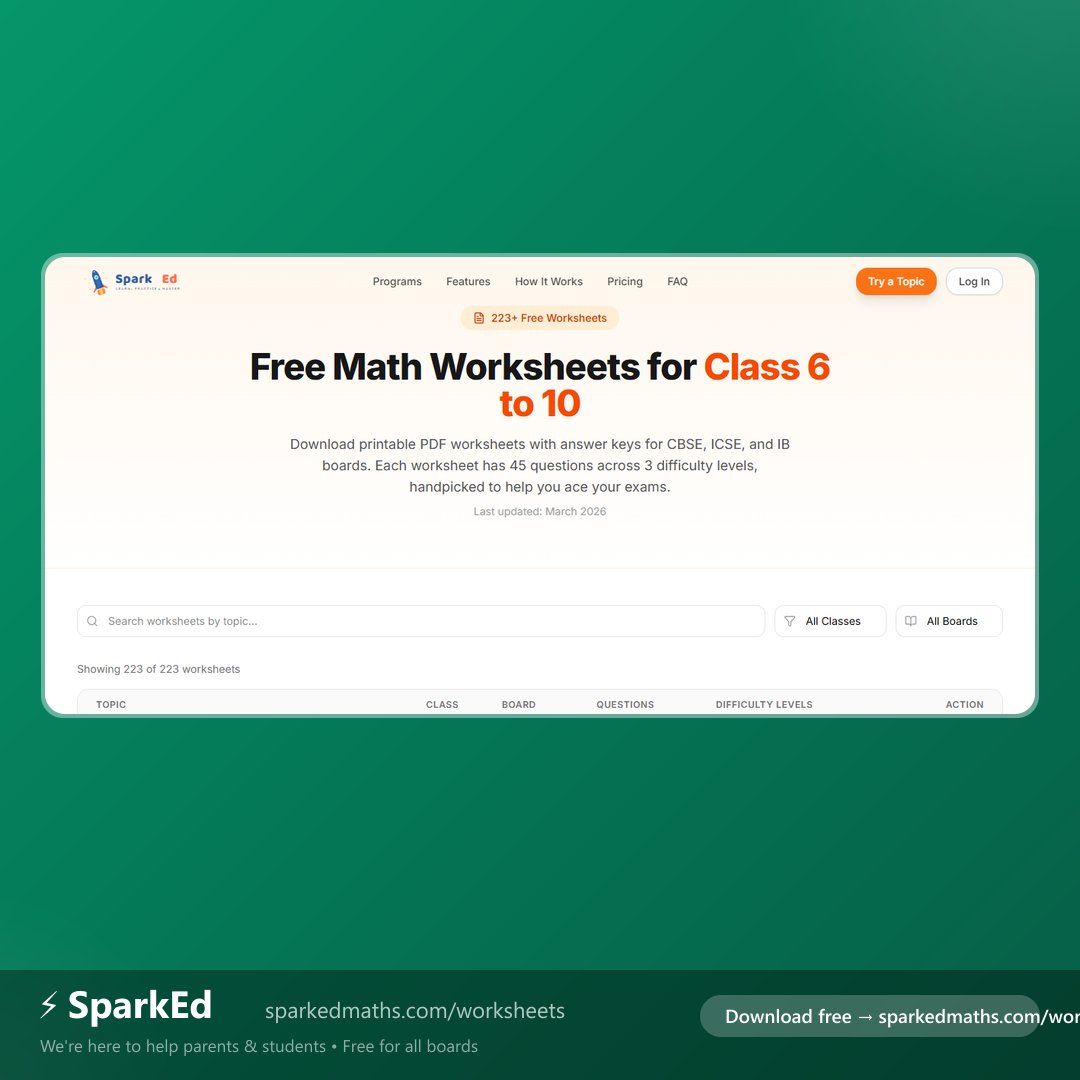SparkedMaths's tweet photo. Try this before reading the answer.
π Free Class 7 CBSE math worksheets β download, print, practice!
https://t.co/V8COGhOtx3 #SaveAshram #MathWorksheets https://t.co/nMdRKzprMb
