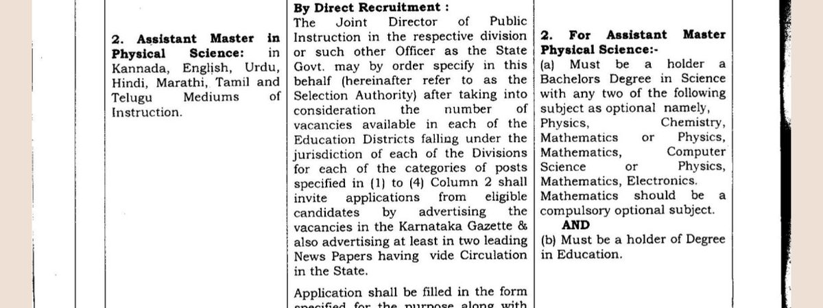 9880534044's tweet photo. Please clarify,maths teachers KRIES in notification it wrongly translated, according C and r rules and previous notification for maths teachers should have physics,maths with any third subject like computer science, chemistry, stats.@Madhu_Bangarapp
@KEAkarnataka @DKShivakumar https://t.co/Sm88hnxXRa