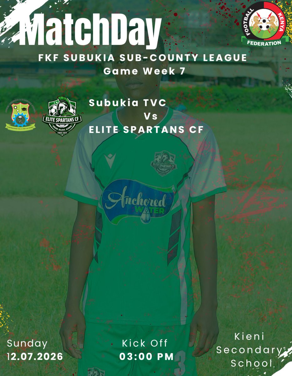 cfelitespartans's tweet photo. MATCHDAY. 💚⚔️

Another chapter.
Another battle.

On the road...
🆚 Subukia TVC
🏟️ Kieni Secondary School
⏰ 3:00 PM

#EliteSpartansCF #MatchDay #ESCF https://t.co/IDCTE5EilQ