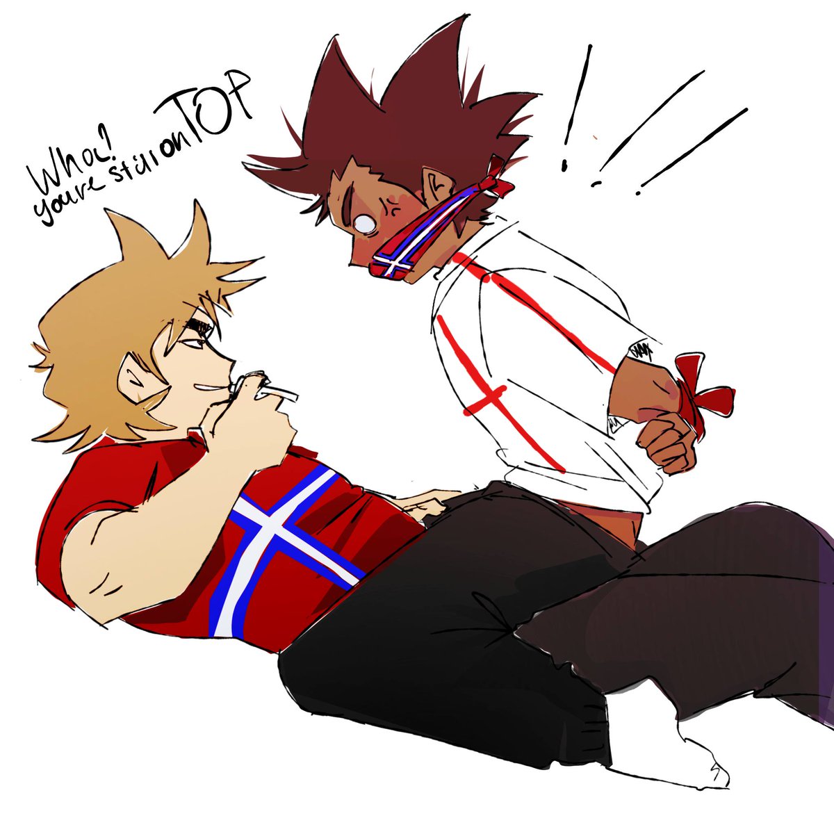 pips227's tweet photo. Alpha just let his omega win, lol so cute😂😂😂 #tomtord #tordtom https://t.co/i80GO4O5PF