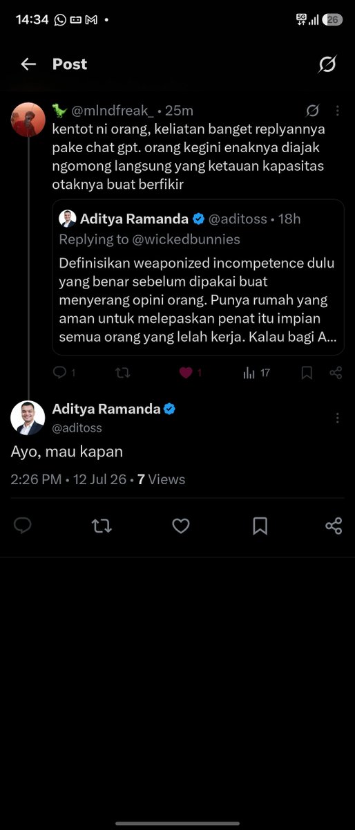 aditoss's tweet photo. @madaarya @imnotas3 @wickedbunnies Saya sebenarnya males nanggepin tuduhan yg begini pak. Cuma sekedar ngebuktiin bahwa mereka yg nuduh secara ga langsung mengakui bahwa mereka gak punya kapasitas berpikir dan menyusun narasi sistematis. Gap of competence. Tapi ya biar egonya mereka terpuaskan aja. Cape diladenin https://t.co/mSj418uwe6