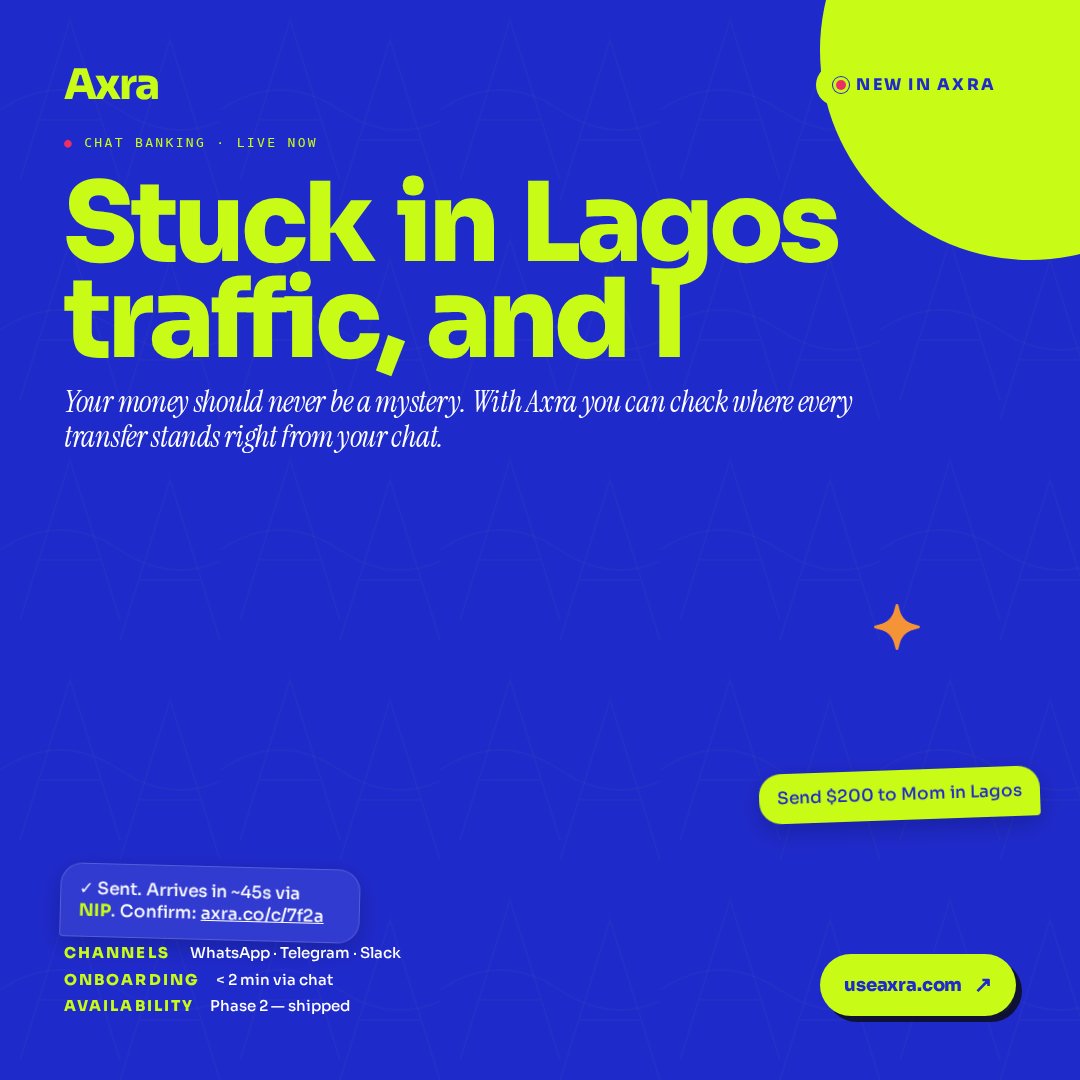 useaxra's tweet photo. Your money should never be a mystery. With Axra you can check where every transfer stands right from your chat.
Message us to get started
#Axra #WhatsAppBanking https://t.co/EJSWOMzdjy