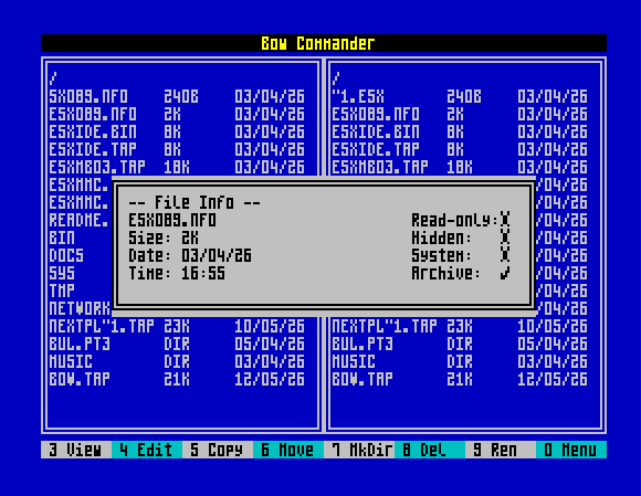 ShrekBursa's tweet photo. Já se těch file commanderů nezbavím....
Nejdříve MB Commander - pro ZX Spectrum s MB-02+
Pak Calm Commander - pro ZX Spectrum Next
a nyní Bow Commander - pro ZX Spectrum s EsxDos
ale je sranda programovat v podstatě to samé, ale téměř pokaždé jinak...
#Assemly #Speccy #EsxDos https://t.co/XdUgEgmh8j