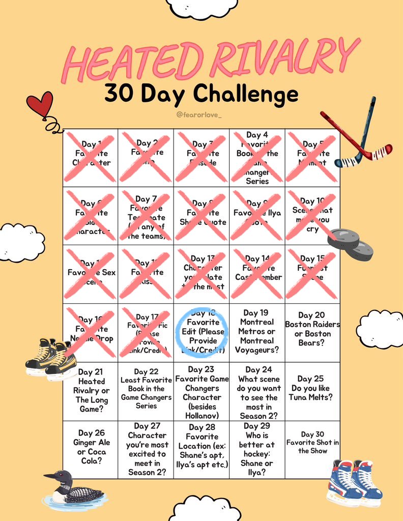 IZE_Bibliophile's tweet photo. Heated Rivalry 30 Day Challenge by @.fearorlove_

🏒คำถามที่ 18 : Fan Edit ที่ชอบ แปะได้หลายอันฮะ

🥅กติกา: 
'โควท' ทวิตนี้ไปตอบ ตอบแบบฟรีสไตล์ได้เล้ย  

หากใครผ่านมาแล้วอยากเล่นด้วยกัน ยินดีมากนะฮะ https://t.co/hg9eJHdxfO