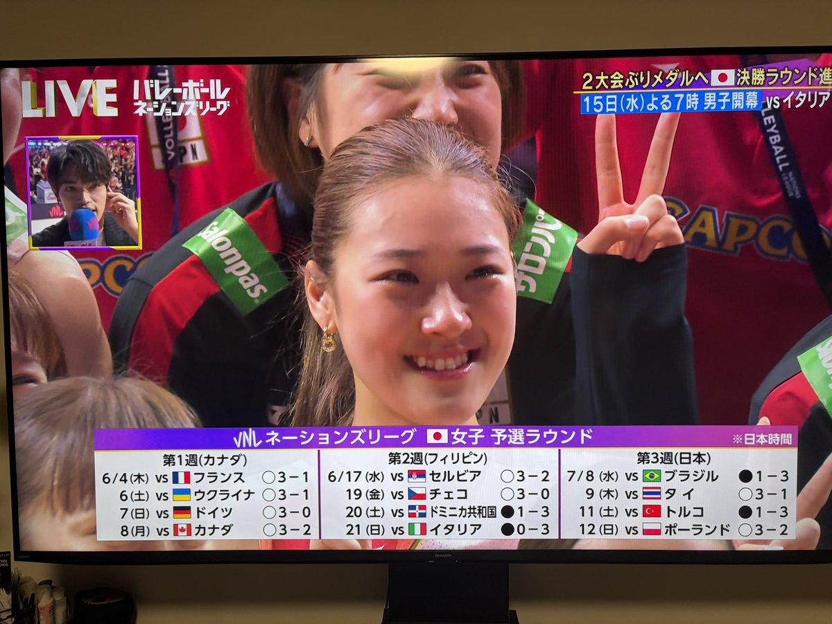 k_mina0228's tweet photo. 🎉🇯🇵おめでとうございます🎉🇯🇵

とてもいい試合をリアルタイムで見れてよかった🏐最後まで諦めないで戦う姿がカッコ良かった🫶
初めてこんなにバレーの試合を真剣に見たし面白いなと思った✌️

#ネーションズリーグ2026女子
#ポーランドに逆転勝利
#決勝ラウンド進出 https://t.co/UYLEWqHib7