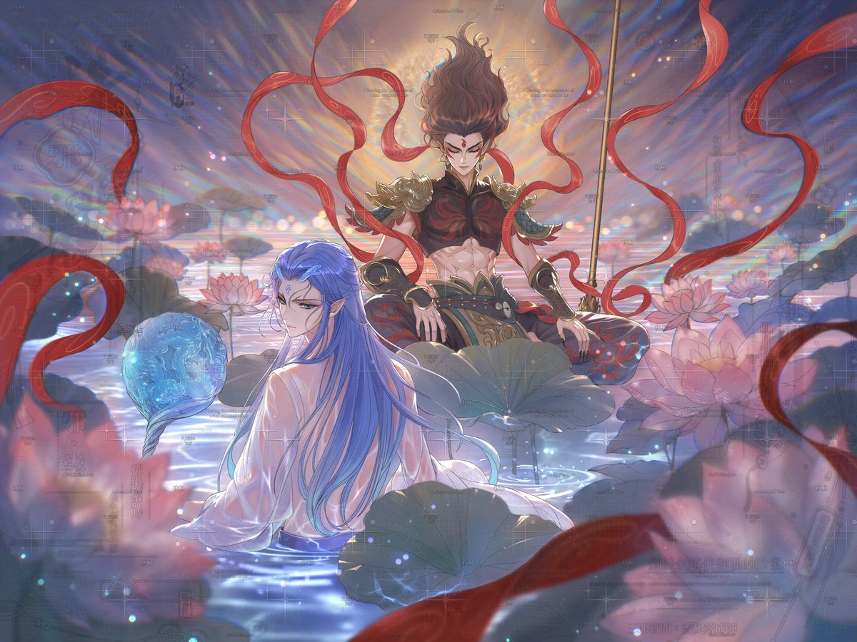 catherinezt18's tweet photo. Dual powerhouses 🪷🐉 
P1: Guardian original artwork
P2: Layered split for the "united battle" version
Commissioned artwork showcase
All 🚫
#藕饼 #oubing https://t.co/c1nEjjejVR
