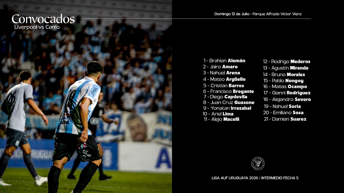 CACerro_oficial's tweet photo. 📋 Los convocados para enfrentar a Liverpool

#SomosElBarrio | #IdentidadCerro https://t.co/eMbKOR6S1L