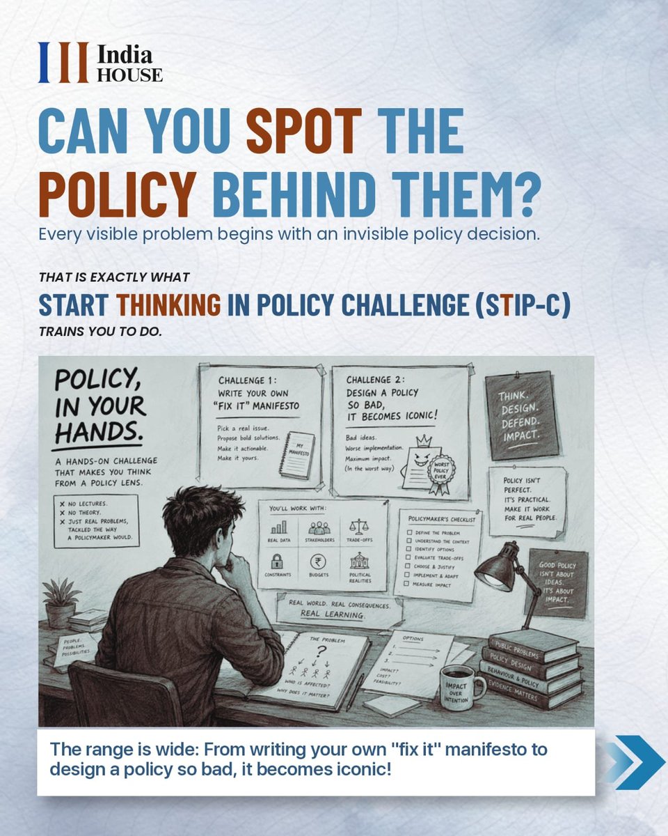 6amiji's tweet photo. All policy enthusiasts, do check out 
@indiahouse_org 's Policy Challenge. It's free, online, open to all. 
Peers from top unis. Certificate on completion. 
Apply ASAP. Closes EoD

https://t.co/hDHKoXIINX https://t.co/54tHBe9OYy