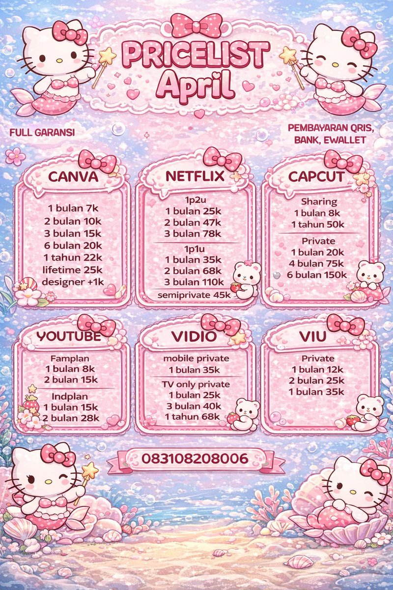 baraqah68's tweet photo. Hallo guys aku jual netflix premium 25k sebulan, capcut pro, canva full garansi. Order https://t.co/Y4xOHgjygj #zonauang https://t.co/frCwWYnI5s