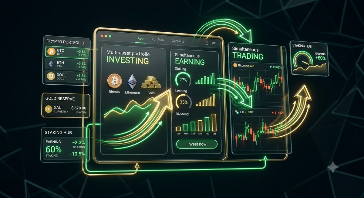 mdrifatjahanjoy's tweet photo. Why settle for just trading when you can earn at the same time? 💰✨

@grvt_io is launching a full-stack wealth app where your single balance works 24/7. You can trade Crypto, Gold, & Stocks with leverage, all while earning a base yield by default! 🌐📈
No lockups. Total self-custody. Powered by ZK privacy.
This is the future of capital efficiency! 🚀
#grvt
