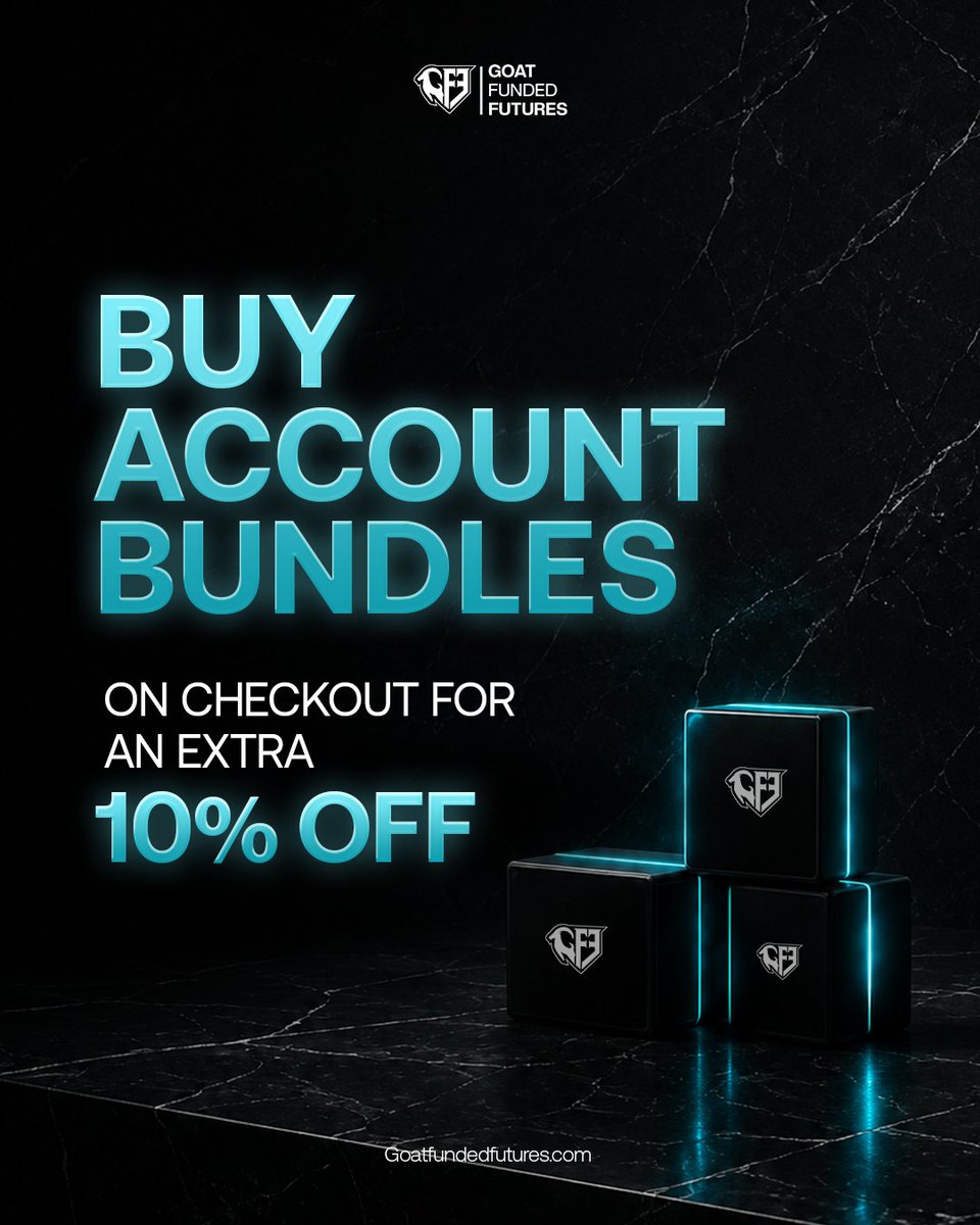 GFFutures's tweet photo. Buying more accounts? 

Save even more. 💸

Add account bundles at checkout and get an extra 10% OFF on your purchase.

More accounts. 

Bigger savings. 🐐

https://t.co/UUuLEPL9Fv https://t.co/DmxPtUiHPX