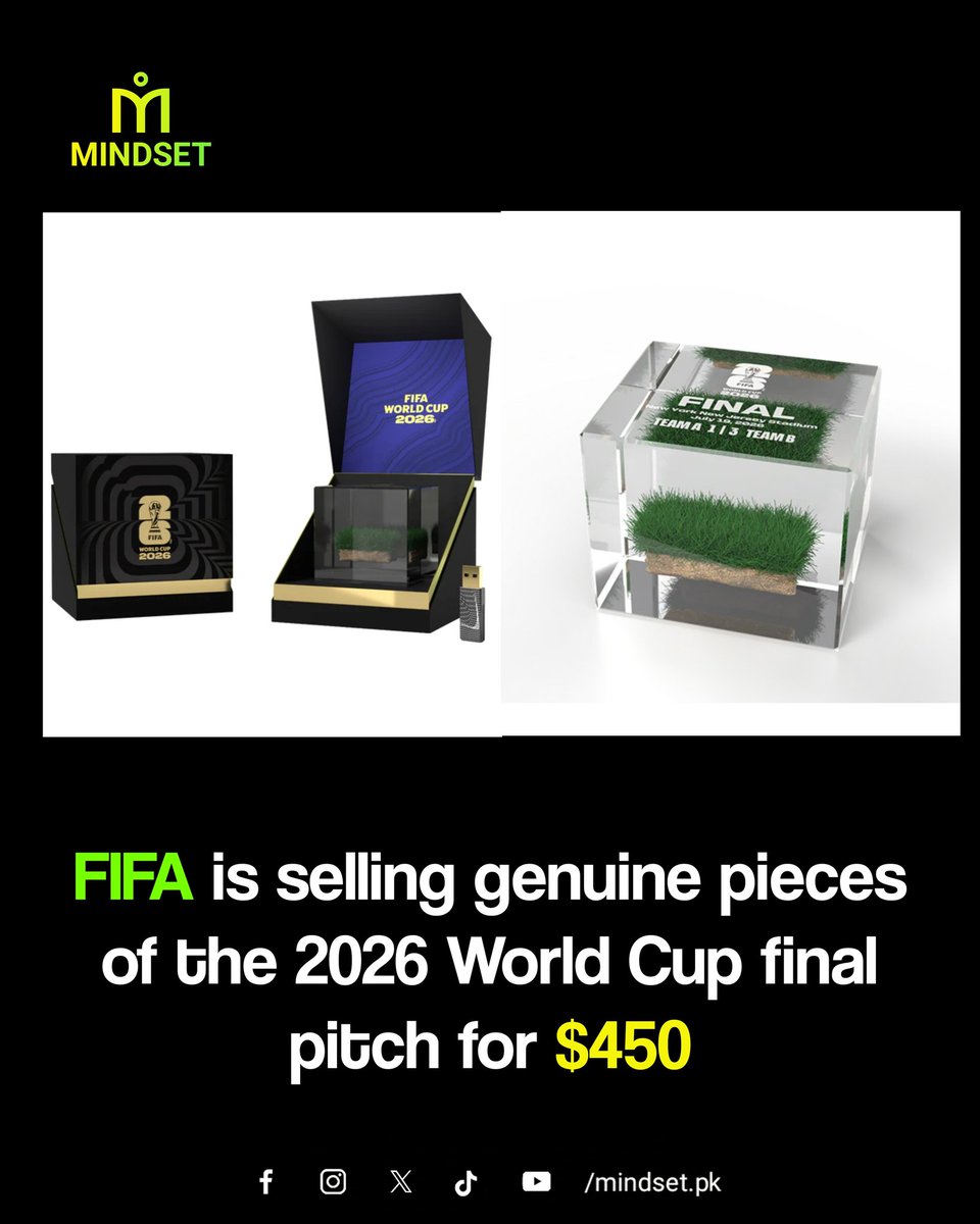 mindsetdotpk's tweet photo. Each will contain a fragment of the playing surface preserved in an acrylic display and be shipped after the final on July 19.

#fifa #grass #scam https://t.co/2fLyTPq00R
