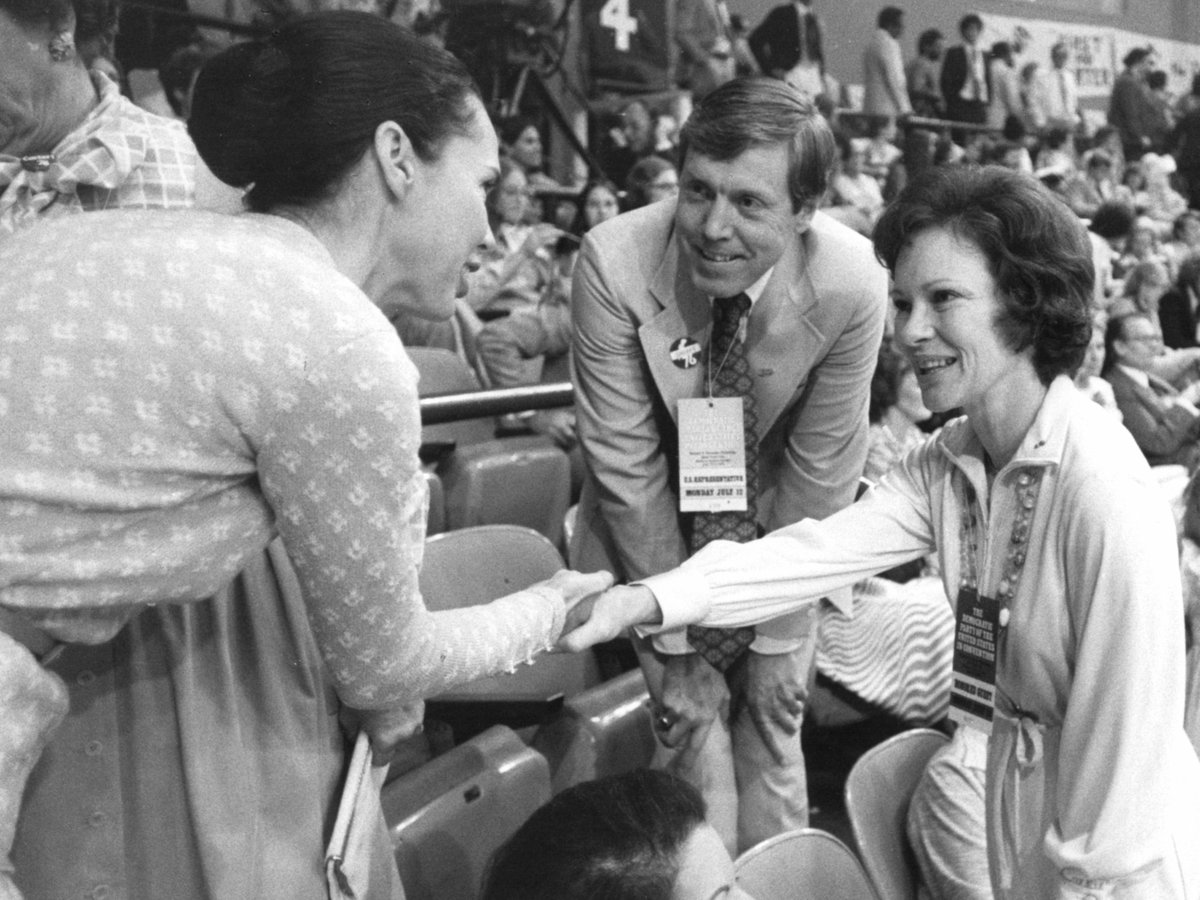 CarterLibrary's tweet photo. At 8:00 PM on 7/12/1976 at Madison Square Garden in New York City, the 1976 Democratic National Convention commenced. There would be 3,008 delegates from all U.S. states and territories. Photos courtesy of the Columbus Ledger-Enquirer found in our collection. #Carter50 https://t.co/zsVZkU7ANS