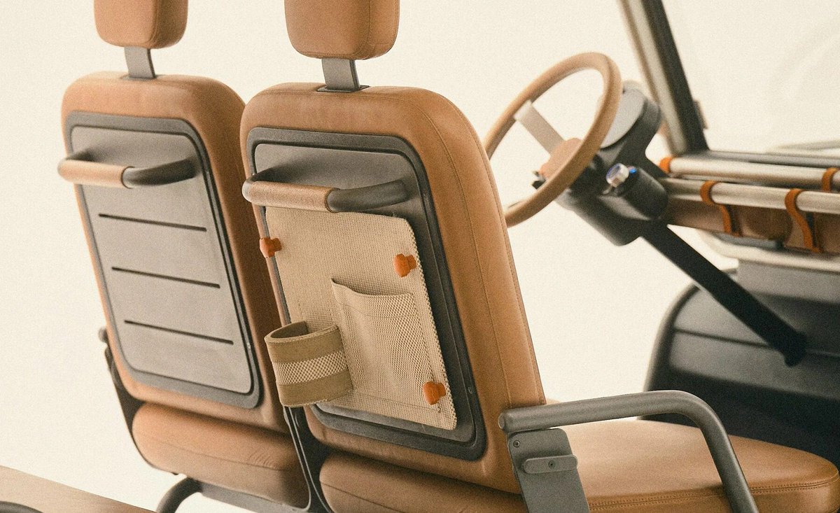 designboom's tweet photo. part beach #buggy, part lunar rover.

the #amble one pairs cork, canvas, and electric power into an off road ev designed for slow adventures and lightweight exploration.

https://t.co/IhEYuyPDQ6
#design #ev #mobility https://t.co/eP26FYN0Zo