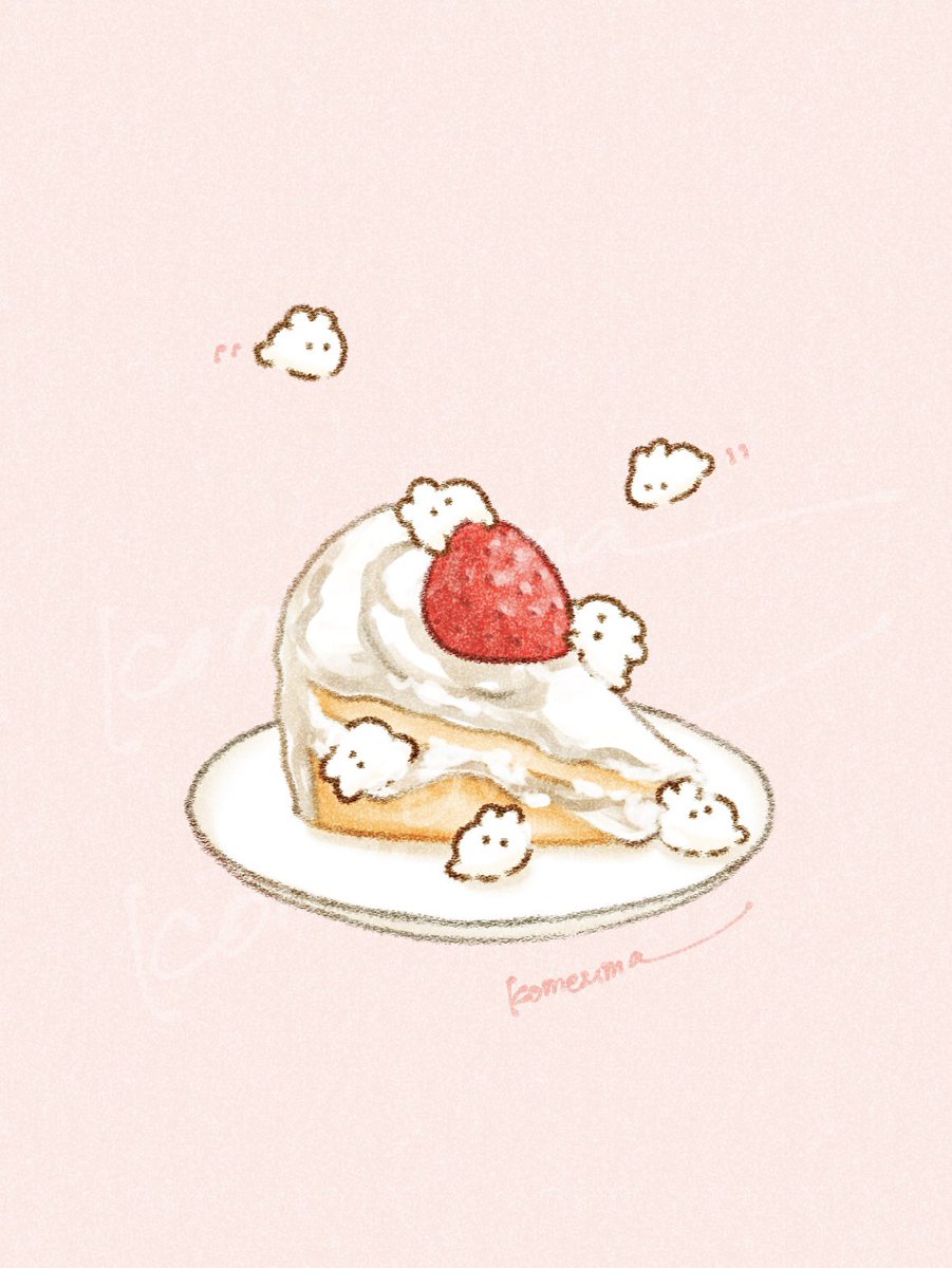 ショートケーキとうさぎ🍰 #ゆるいイラスト #ilustration