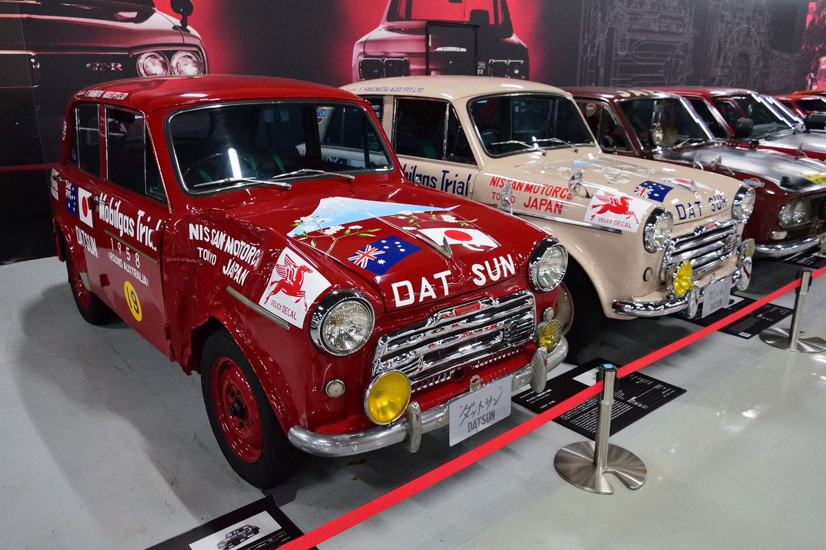 D33006's tweet photo. ダットサン 1000セダン 富士号(ダットサン210型) 1958 (昭和33)年8 月～ 9 月に開催されたオーストラリア一周ラリー、1958 モービルガス・トライアルに挑みクラス優勝。日産自動車はこのラリーが国際競技への初挑戦でした。  
#DATSUN 
#ダットサン富士号 
#NISSAN 
#日産自動車 
#ダットサン210 https://t.co/E4KP35xhMe