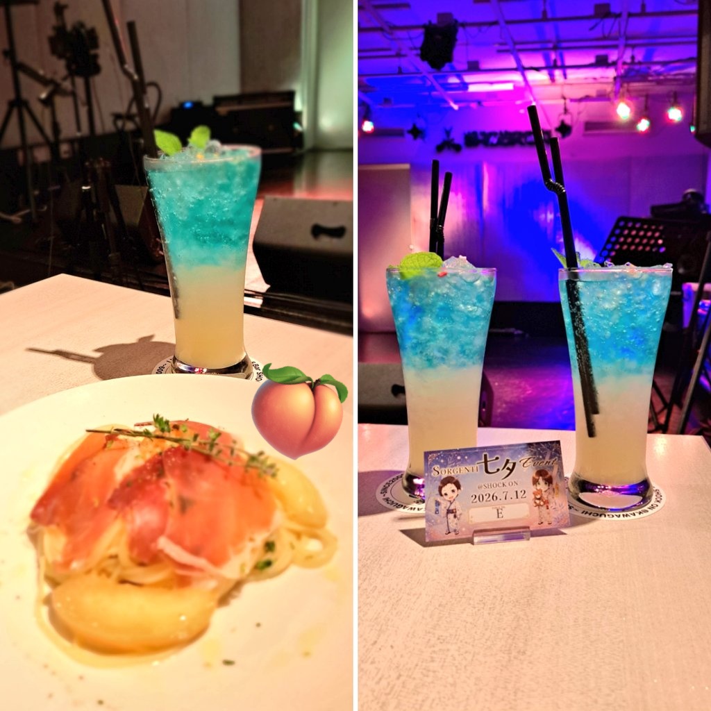 lpu0v6c5pElw5Q3's tweet photo. 今日は #SORGENTI 💙💜
七夕🎋LIVE
#SHOCKON
コラボメニュー
恋するカッペリーニ🍝
星空セレナーデ🌌🍹
美味しかった❣️w(´^∀^`)
リリースされた曲🎶
アルバム Re Birth 💿最高🫶🏻︎💗
ファン友さんの短冊に書いた🖊
願い事叶えてくれたり✨️
優しい二人に感動💙💜(つ﹏<。)
幸せな2日間 https://t.co/IYNK4QUN43
