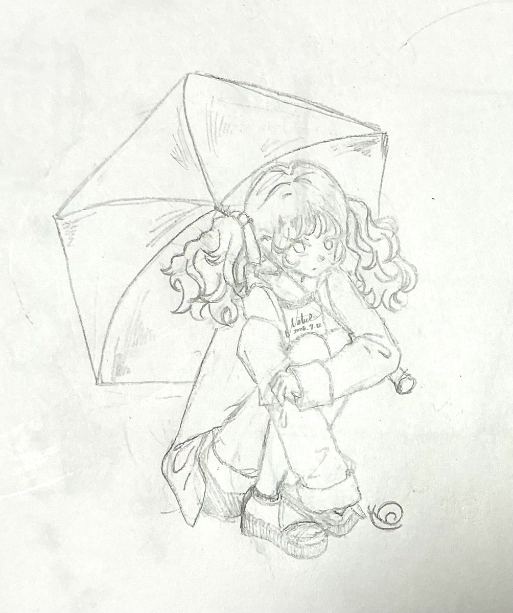 Natsuse32's tweet photo. 課題やばいので落書き。梅雨終わったらしいけど、雨のイラスト。
#イラスト #アナログイラスト #絵描きさんと繋がりたい https://t.co/2acSks2chE