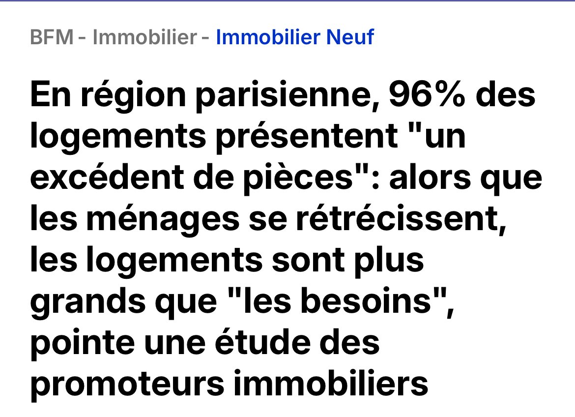 Guigz75116's tweet photo. Une étude BFM pour nous culpabiliser sur la « grandeur » de nos appartements. 

Après nous avoir expliqué que la maison individuelle était « presque fasciste », voilà que la gauche nous emmerde désormais sur la taille de nos logements.

On est passé de « ton pavillon pollue et exclut » à « tes 70 m² sont un scandale planétaire ». 

Demain ce sera quoi ? Une taxe sur le nombre de fenêtres ? Un quota de mètres carrés par tête de pipe validé par Bruxelles ?

Ce pays ne crève pas que d’un virus économique ou migratoire. Il crève d’idéologies mortifères qui haïssent tout ce qui ressemble à du confort, de la propriété, de l’enracinement et du plaisir simple de vivre chez soi.

Ils ne supportent pas que le Français moyen veuille un salon où ses enfants puissent jouer sans se marcher dessus. Ils ne supportent pas l’idée même de possession. 

Pour eux, l’idéal c’est le studio minimaliste, le vélo sous la pluie et la culpabilité 24/7.

La gauche n’aime plus le peuple. Elle aime le sermonner, le rééduquer, le rapetisser.

Et nous, on en a marre d’être traités comme des coupables d’exister.

Vivez grand, vivez chez vous, et qu’ils aillent se faire voir avec leurs mètres carrés de vertu. 🇫🇷
(Source BFM)