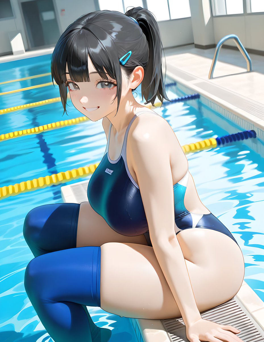 warder1133's tweet photo. ニーハイすく水ポニテちゃん　SFW illustration https://t.co/PH4t1uPMFn
