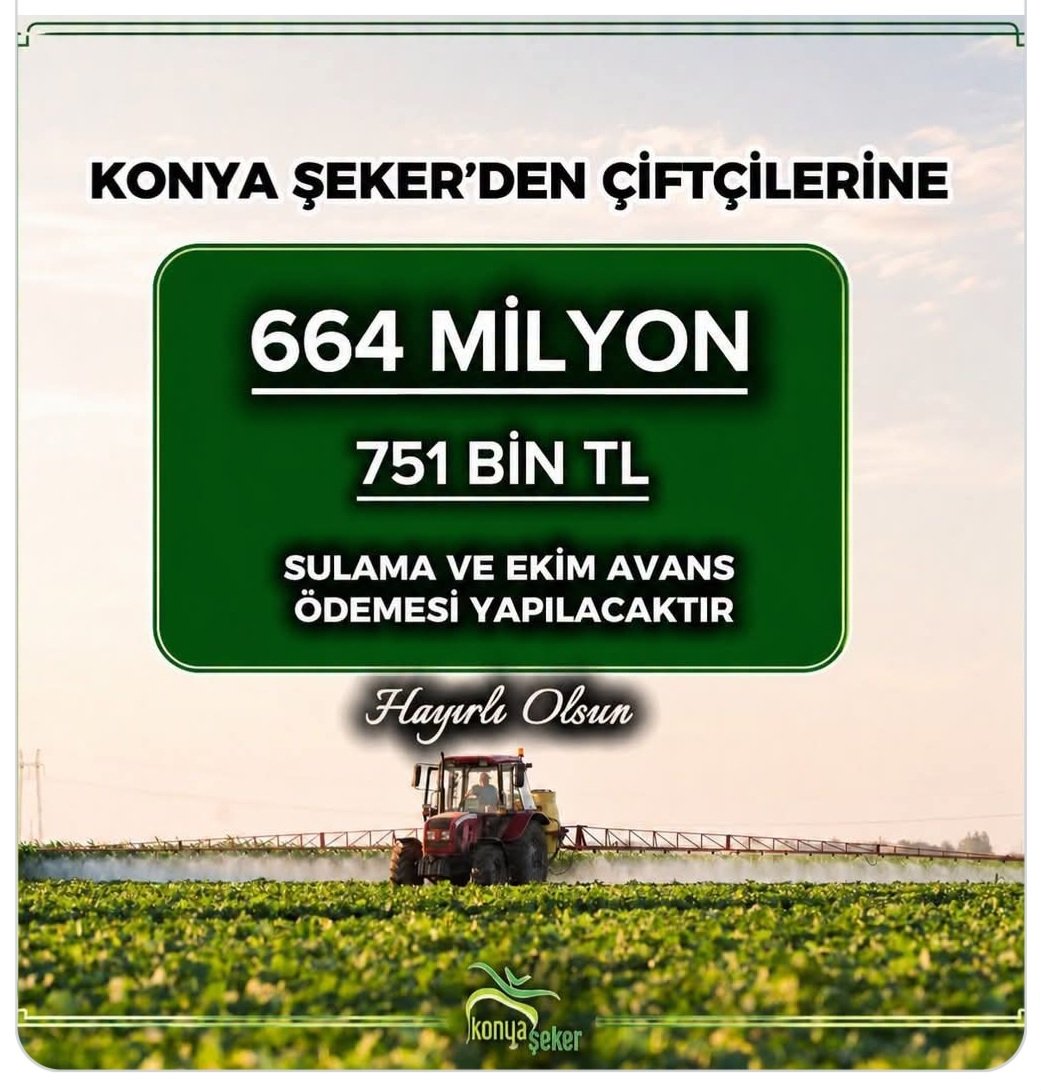 panbirlik's tweet photo. Konya Şeker'den 664 Milyon 751 Bin TL "Sulama ve Ekim" Avans Ödemesi... https://t.co/UEadgwxiZg