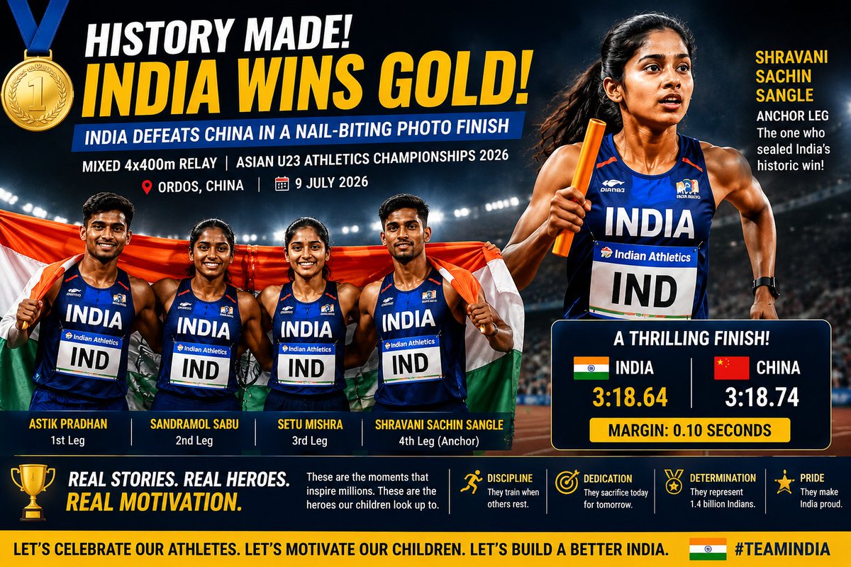 samcs066's tweet photo. Where is the media? Busy covering celebrity gossip while ignoring India's real heroes. These victories deserve the headlines. 🇮🇳🥇
#AsianU23 #teamindia #supportAthletes #Inspirethenextgeneration https://t.co/t3aGOLnS4r