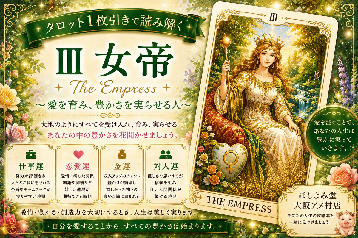 ブログ更新しました(🎀ơ ᎑ ơ) 【水森】 タロット1枚引きで読み解く Ⅲ
