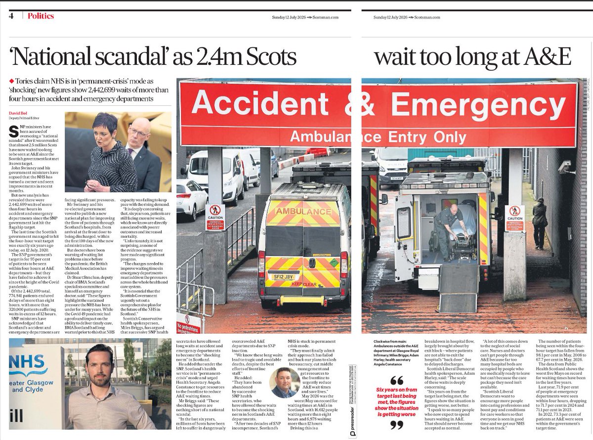 AgentP22's tweet photo. The SNP always tell us to judge them on their record.

Fine.

2.4 million A&amp;E waits of over four hours.

That's their record. https://t.co/uZdfjb2BHG