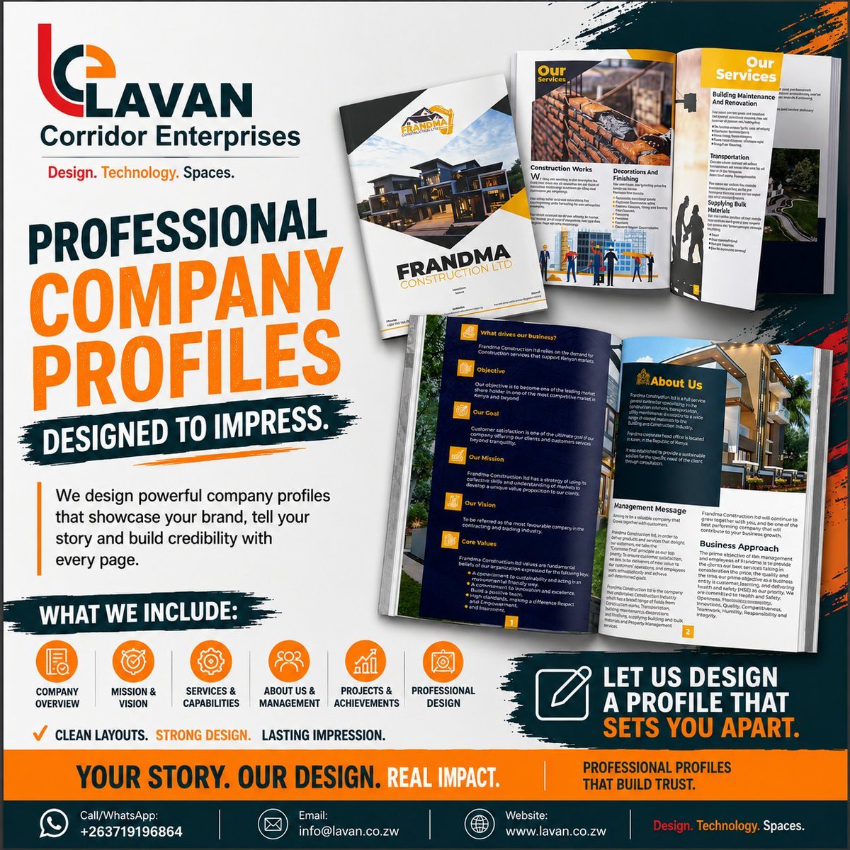 LavanIdea's tweet photo. Happy Sunday!

A new week brings new opportunities to build, grow, and stand out.

At Lavan Corridor Enterprises, we help businesses look professional through branding, printing, signage, software development, and creative design.

Designing Identities. Developing Solutions. Transforming Spaces.