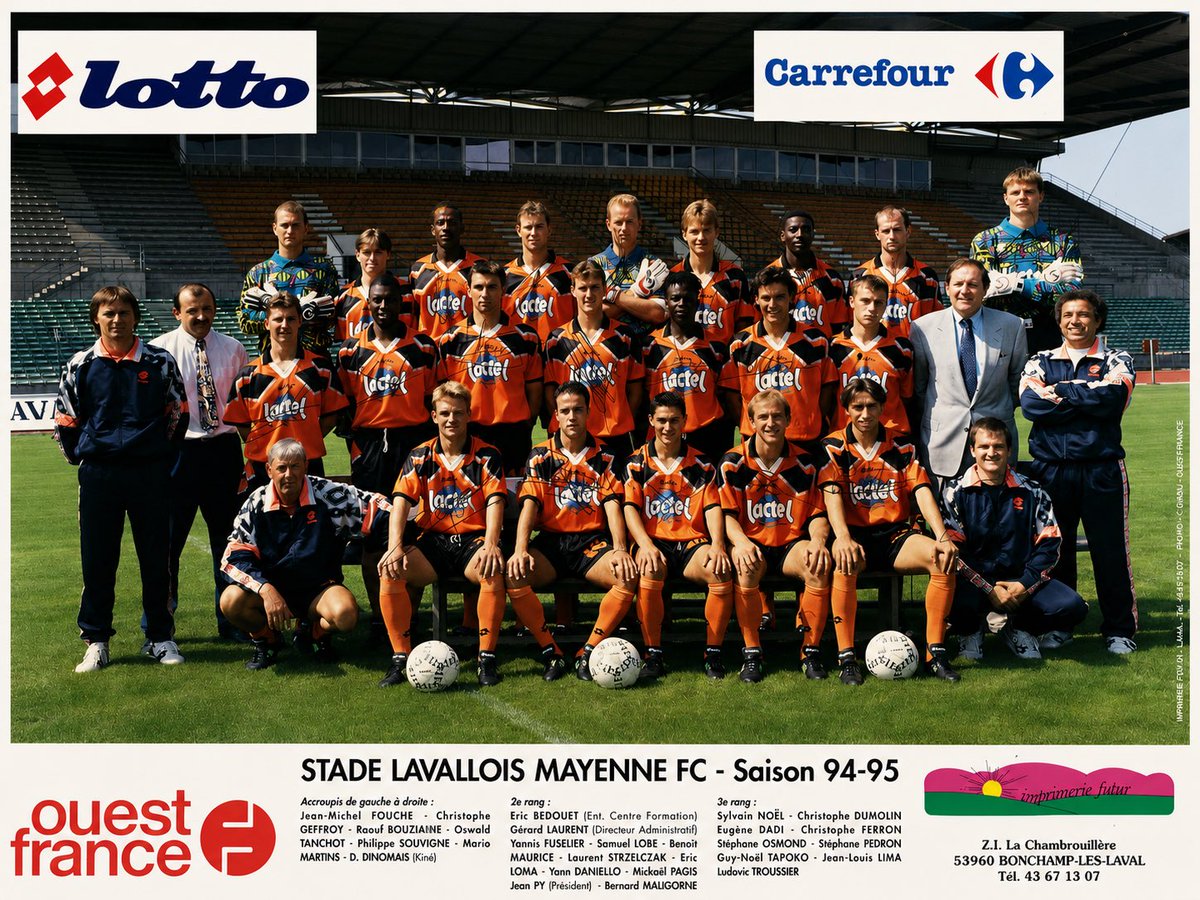 SandrineRibot's tweet photo. 📦 Petite découverte en faisant du rangement… ⚽️
Poster 1994/1995 du Stade Lavallois ! 🧡🖤
Que de souvenirs pour les supporters mayennais… Qui reconnaît tous les joueurs ? 👀
#StadeLavallois #Laval #Football #Souvenirs #Mayenne
@stadelavallois @slmfcfans https://t.co/csY1Jmi4nt